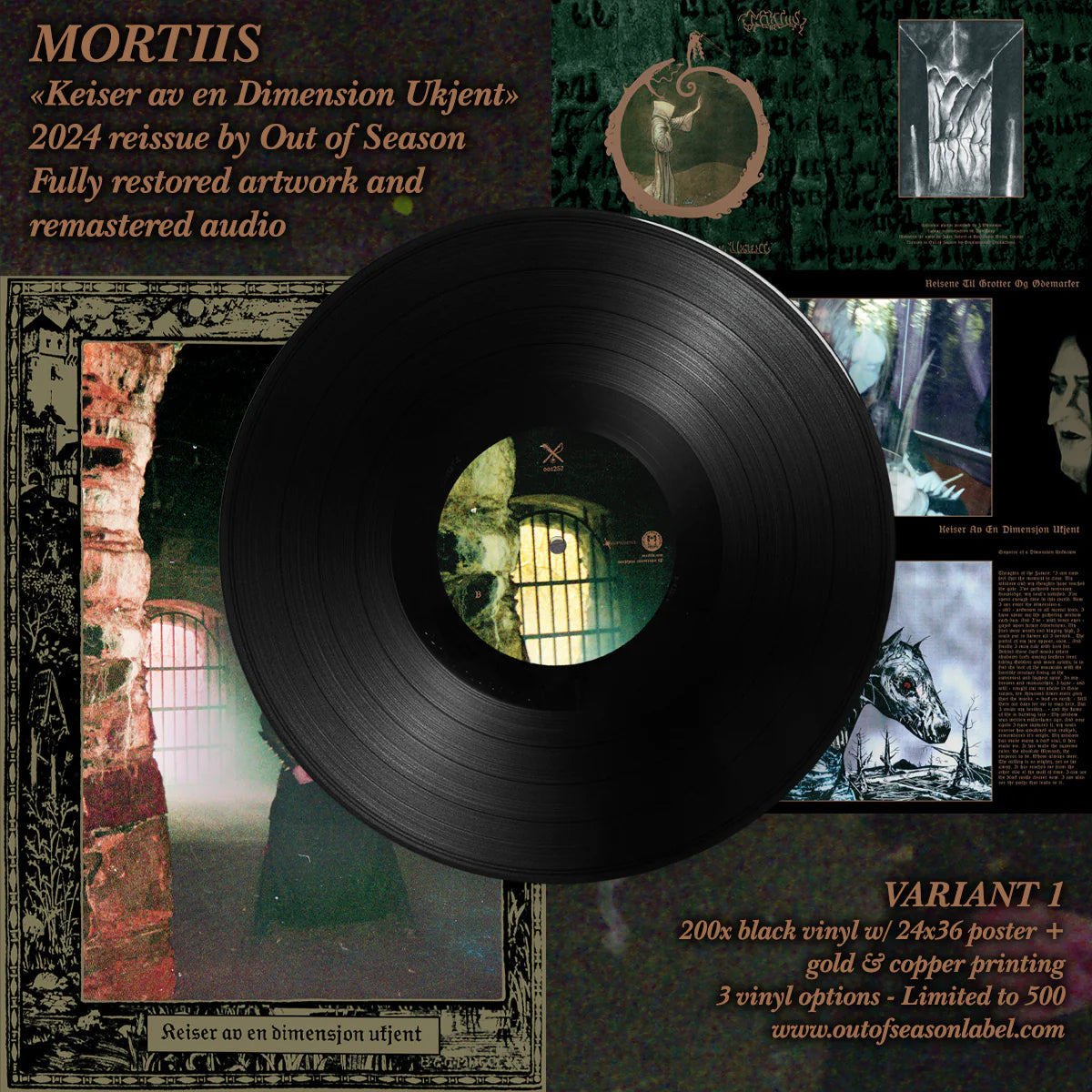 MORTIIS "Keiser Av En Dimension Ukjent" vinyl LP (w/ massive 24x36" poster, gold/copper printing)