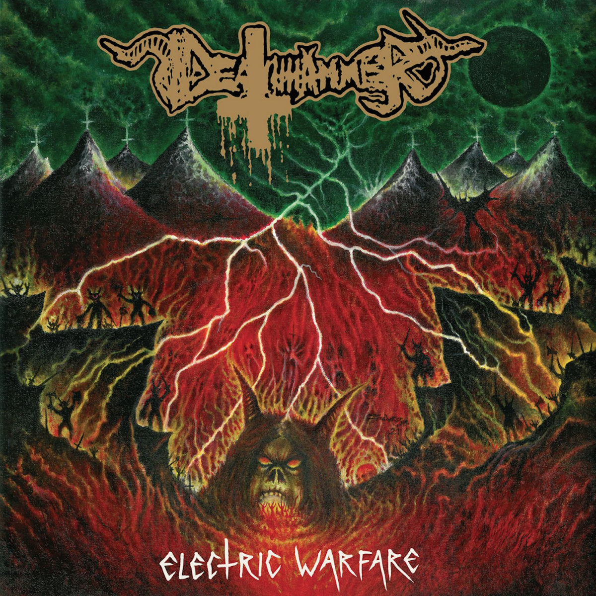 Deathhammer - Electric Warfare (12" LP Green Vinyl w/ Black Splatter, Poster, Booklet)